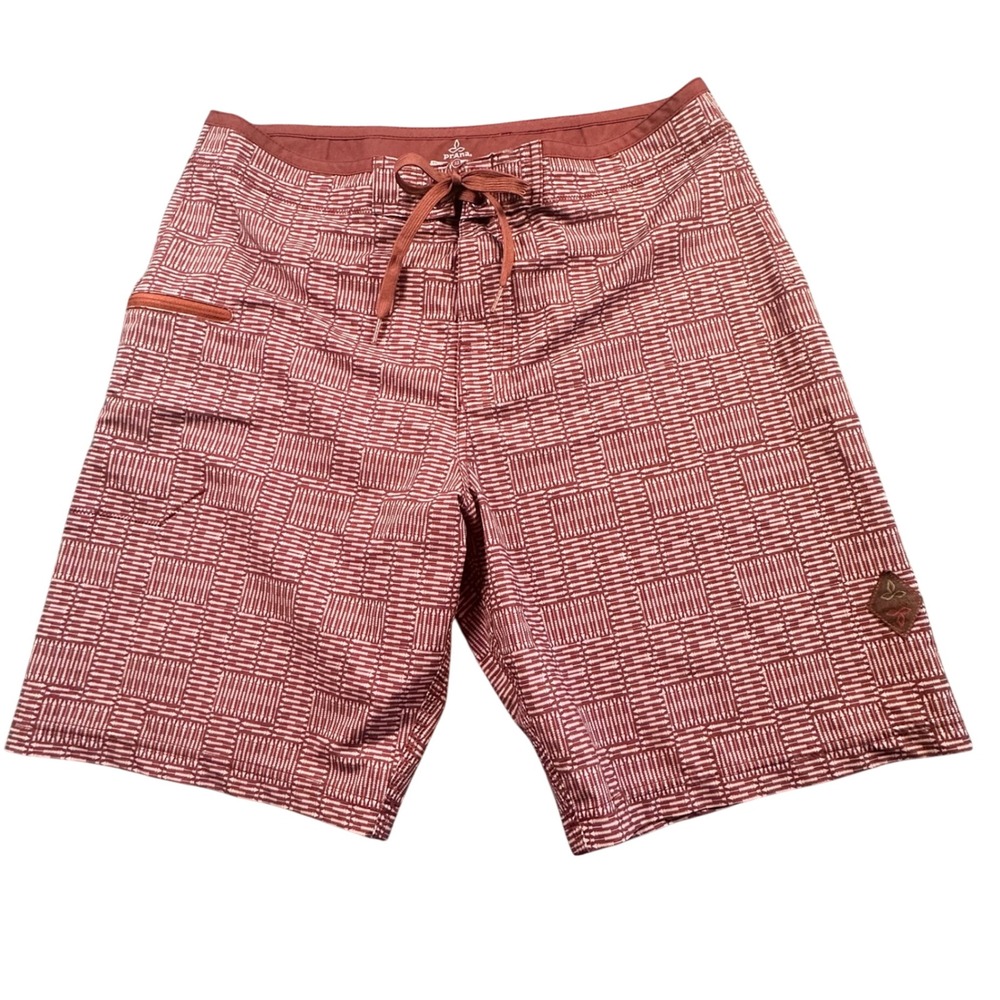 Prana Catalyst Board Shorts Men's 33 Swim Trunks UPF 50 Patterned Surf Quick Dry